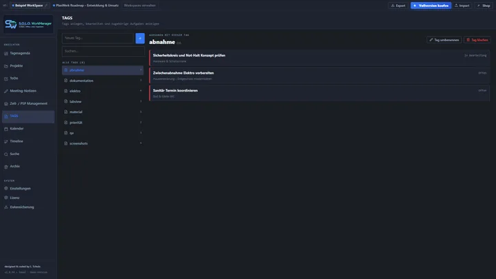 Screenshot: Tags